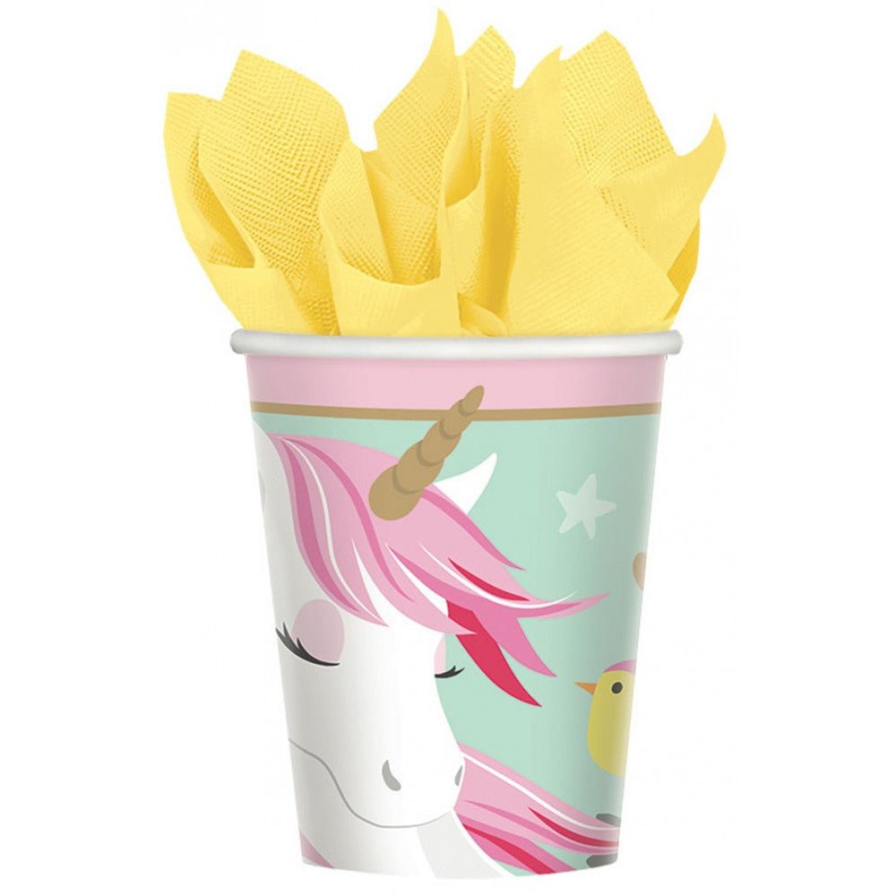 8 Pappbecher "Einhorn" - 250ml - Party im Karton