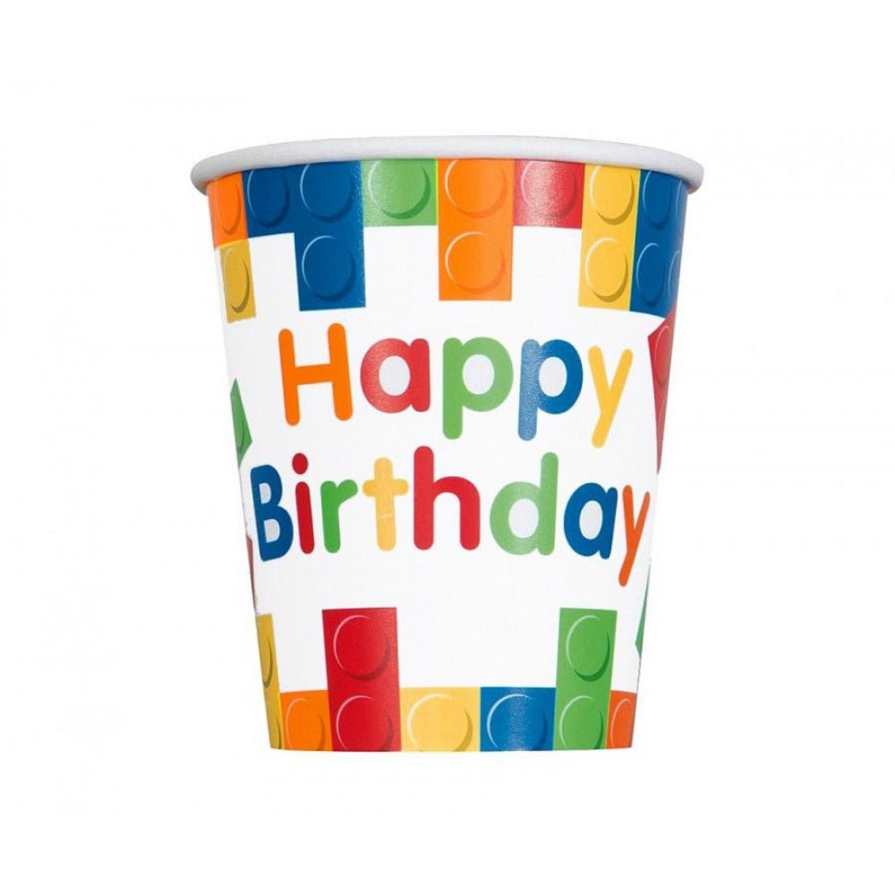 8 Pappbecher "Lego" - 270ml - Party im Karton