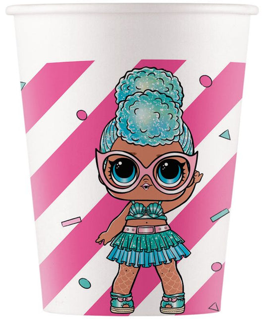 8 Pappbecher "L.O.L. Surprise" - 200ml - Party im Karton