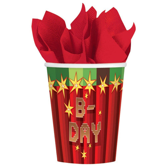 8 Pappbecher "Minecraft TNT" - 250ml - Party im Karton