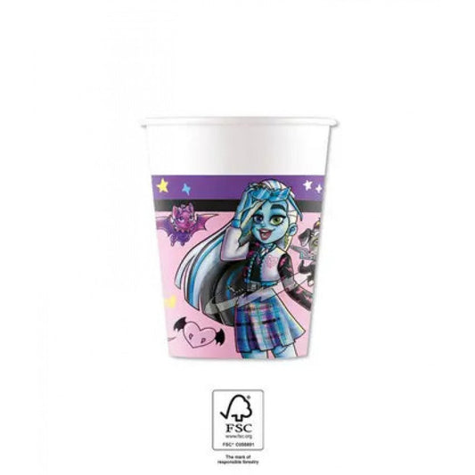 8 Pappbecher "Monster High" 200ml - Party im Karton