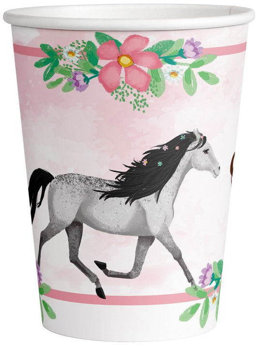 8 Pappbecher "Pferde" - 250ml - Party im Karton