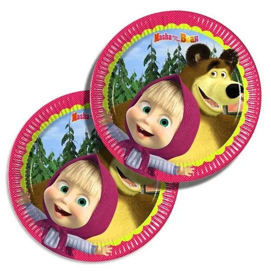 8 Pappteller "Mascha und der Bär" - Ø 19,5cm - Party im Karton