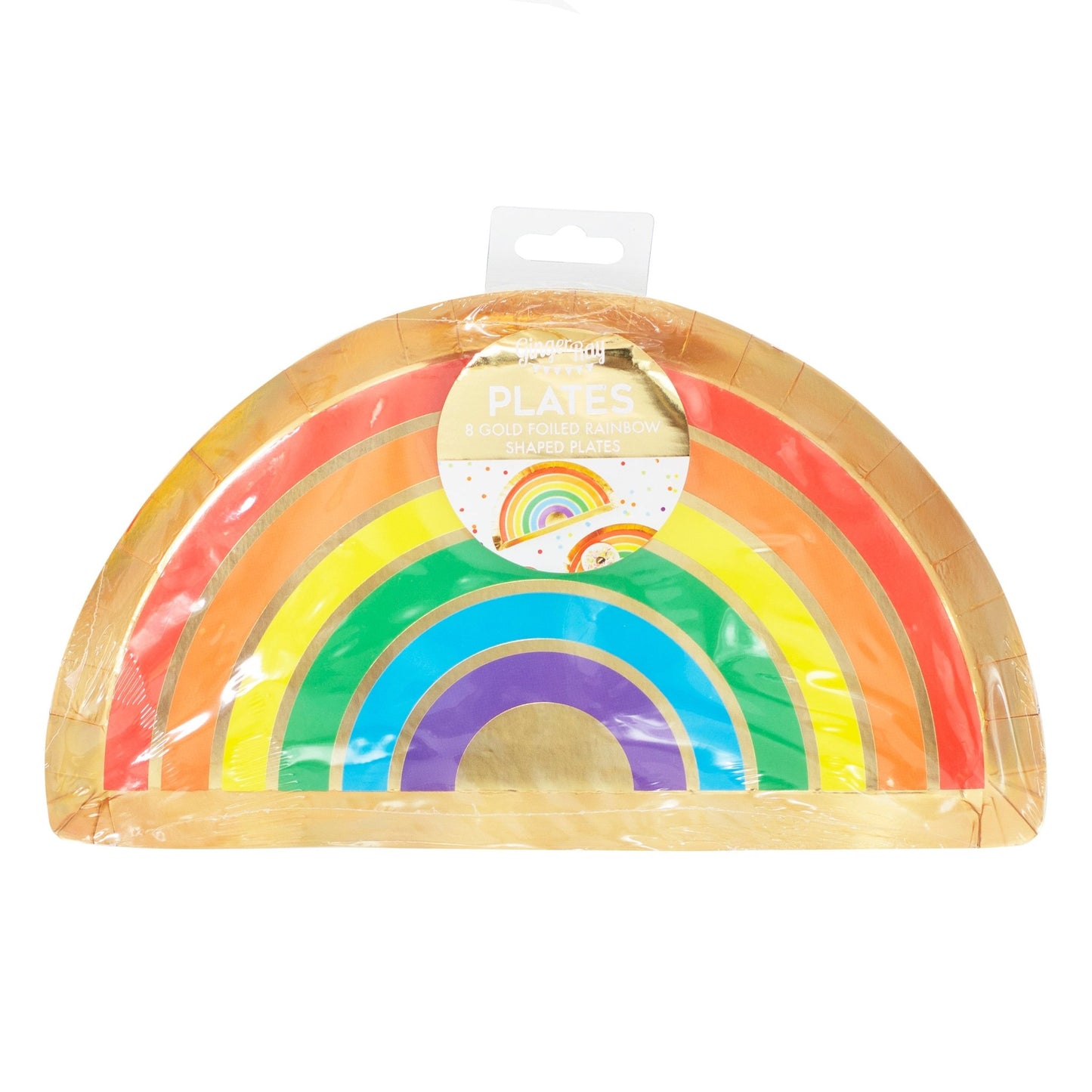 8 Pappteller "Regenbogen" - 28cm - Party im Karton