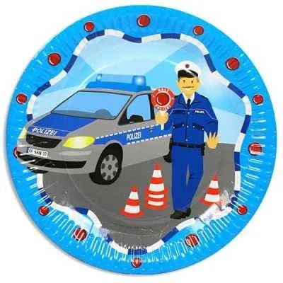 8 Partyteller "Polizei" - 23cm - Party im Karton