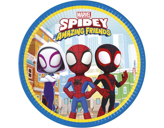 8 Partyteller "Spidey" - 23cm - Party im Karton