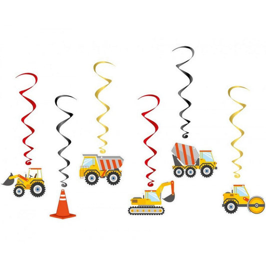 Baustelle Spiralhänger - 6 Stück - Party im Karton