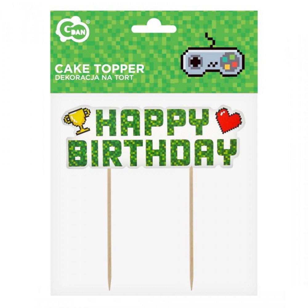 Caketopper Tortenstecker "Pixelparty" - Party im Karton