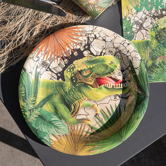Dinosaurier Partyteller im 10er Pack, Ø 22,5cm - Party im Karton