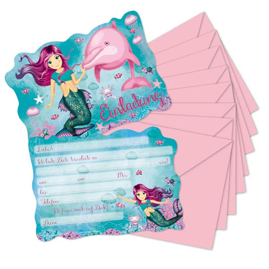 Einladung "Meerjungfrau" - 8 Stück - Party im Karton