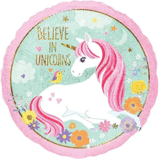Folienballon "Believe in Unicorns- Einhorn" 43cm - Party im Karton