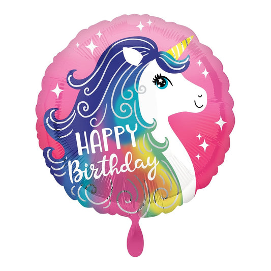 Folienballon "Happy Birthday Einhorn" 45cm - Party im Karton