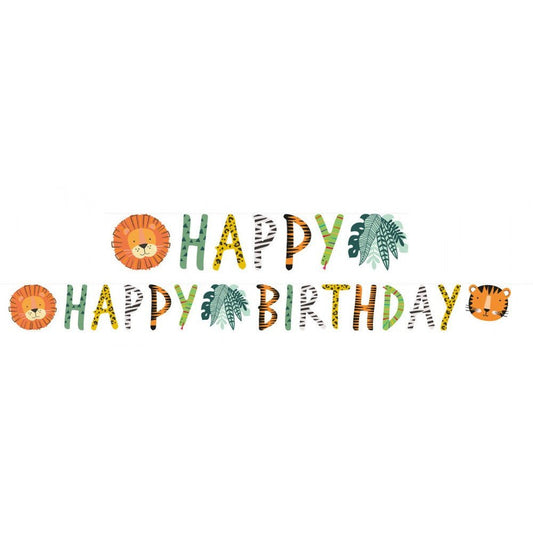 Happy Birthday Girlande "Dschungel" - 1,8m - Party im Karton