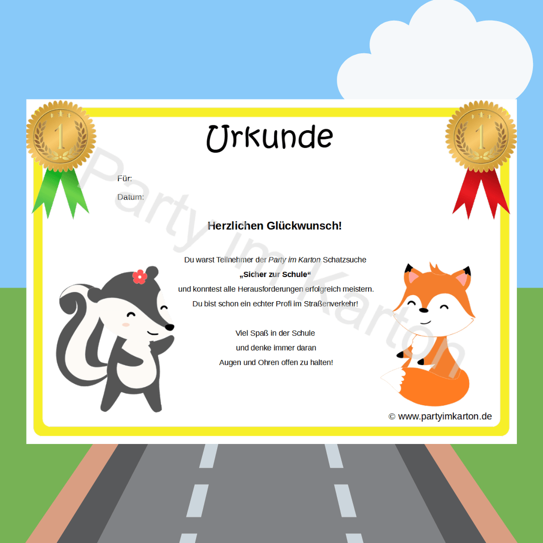 NEU! Sicher zur Schule - Die Schatzsuche - Download - Party im Karton