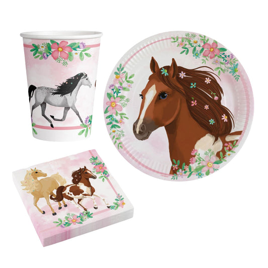 Partygeschirr "Pferde" - 36 Teile - Party im Karton