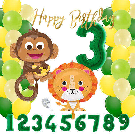 Partykarton "Löwe und Affe im Dschungel" 55 Teile - Party im Karton