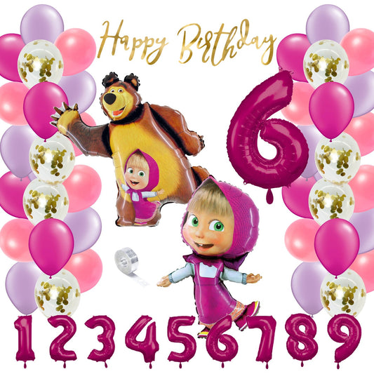 Partykarton "Mascha und der Bär" 55 Teile - Party im Karton