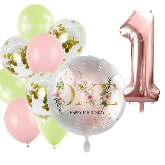 Partykarton "ONE - Floral" 12 Teile - Party im Karton