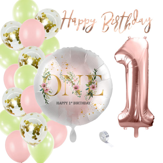 Partykarton "ONE - Floral" 29 Teile - Party im Karton