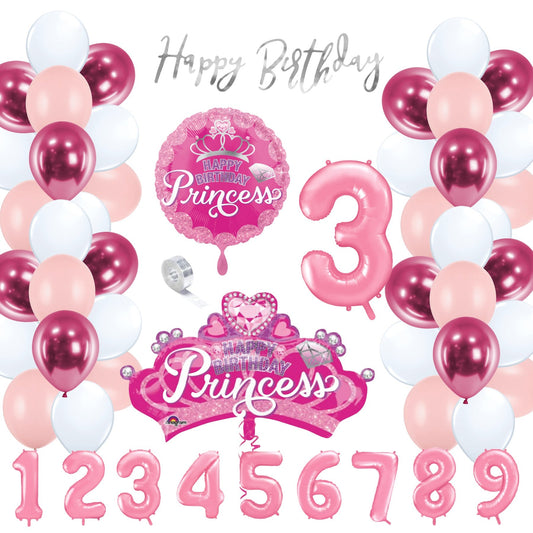 Partykarton "Prinzessin Rosa" 55 Teile - Party im Karton