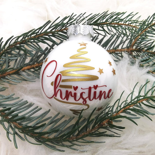 Personalisierte Weihnachtskugel - Weihnachtsbaum - Party im Karton