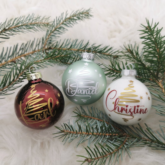 Personalisierte Weihnachtskugel - Weihnachtsbaum - Party im Karton