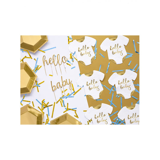 Servietten "Hello Baby" - Weiß/Gold 16cm - 20 Stück - Party im Karton