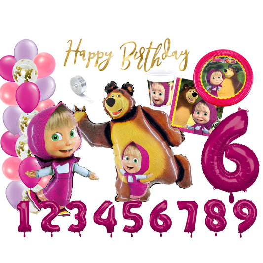 Sorglos Partykarton "Mascha und der Bär" 66 Teile - Party im Karton