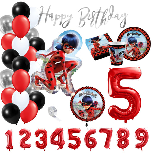 Sorglos-Partykarton "Miraculous Ladybug" 66 Teile - Party im Karton