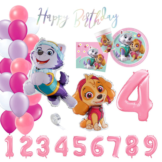 Sorglos Partykarton "Paw Patrol Girls" 66 Teile - Party im Karton