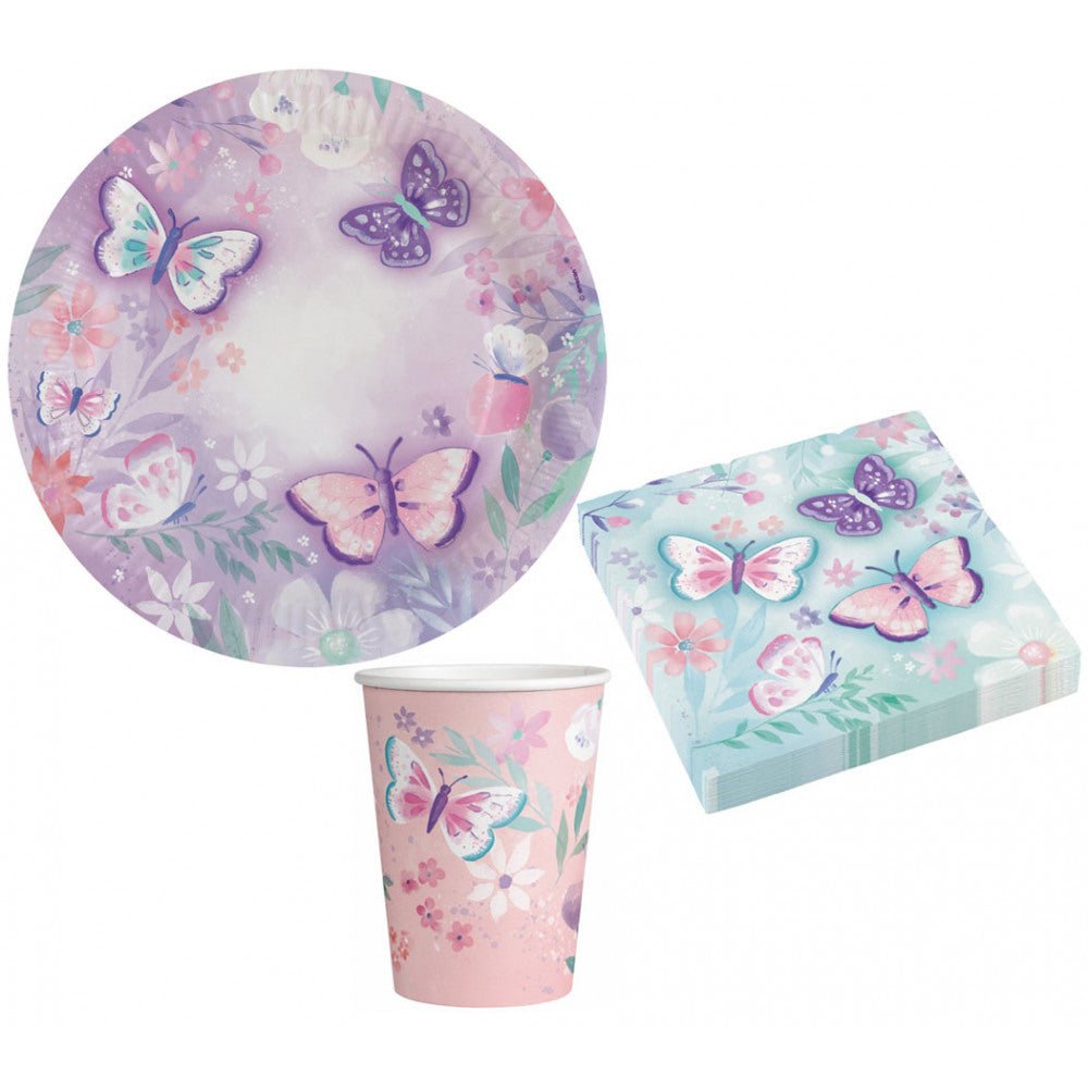 Sorglos Partykarton "Schmetterling Pastell" 61 Teile - Party im Karton