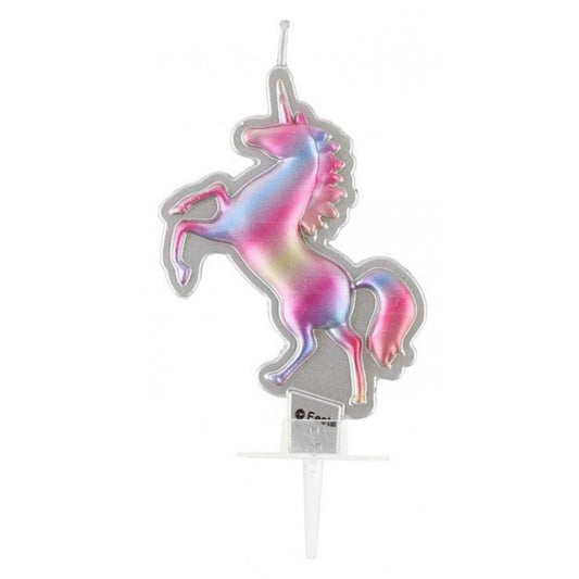Tortenkerze "Einhorn Metallic" 8cm - Party im Karton