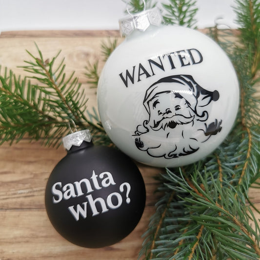 Weihnachtskugel - "Wanted" - Party im Karton
