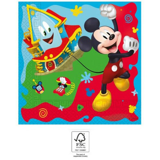 20 Servietten "Disney Mickey Mouse Wunderhaus" 33cm - Party im Karton