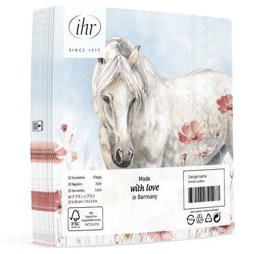 20 Servietten "Weißes Pferd" 33cm - Party im Karton
