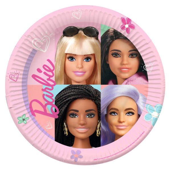8 Pappteller "Barbie" - 23cm - Party im Karton