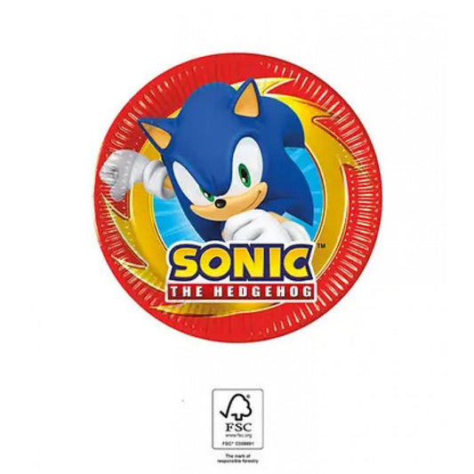 8 Partyteller "Sonic" 19,5cm - Party im Karton