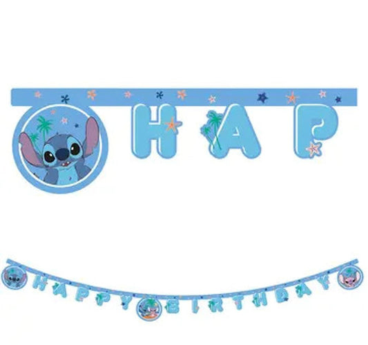 Bannergirlande "Stitch - Happy Birthday" 2m - Party im Karton