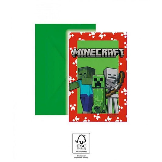 Einladung "Minecraft Creeper" - 6 Stück - Party im Karton