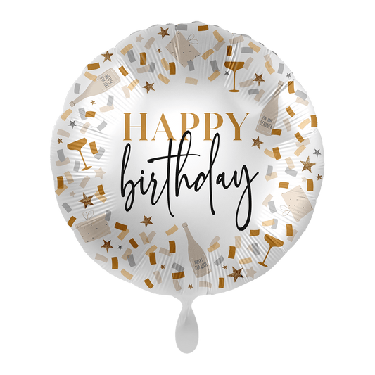 Folienballon "Happy Birthday - Cheers" 43cm - Party im Karton