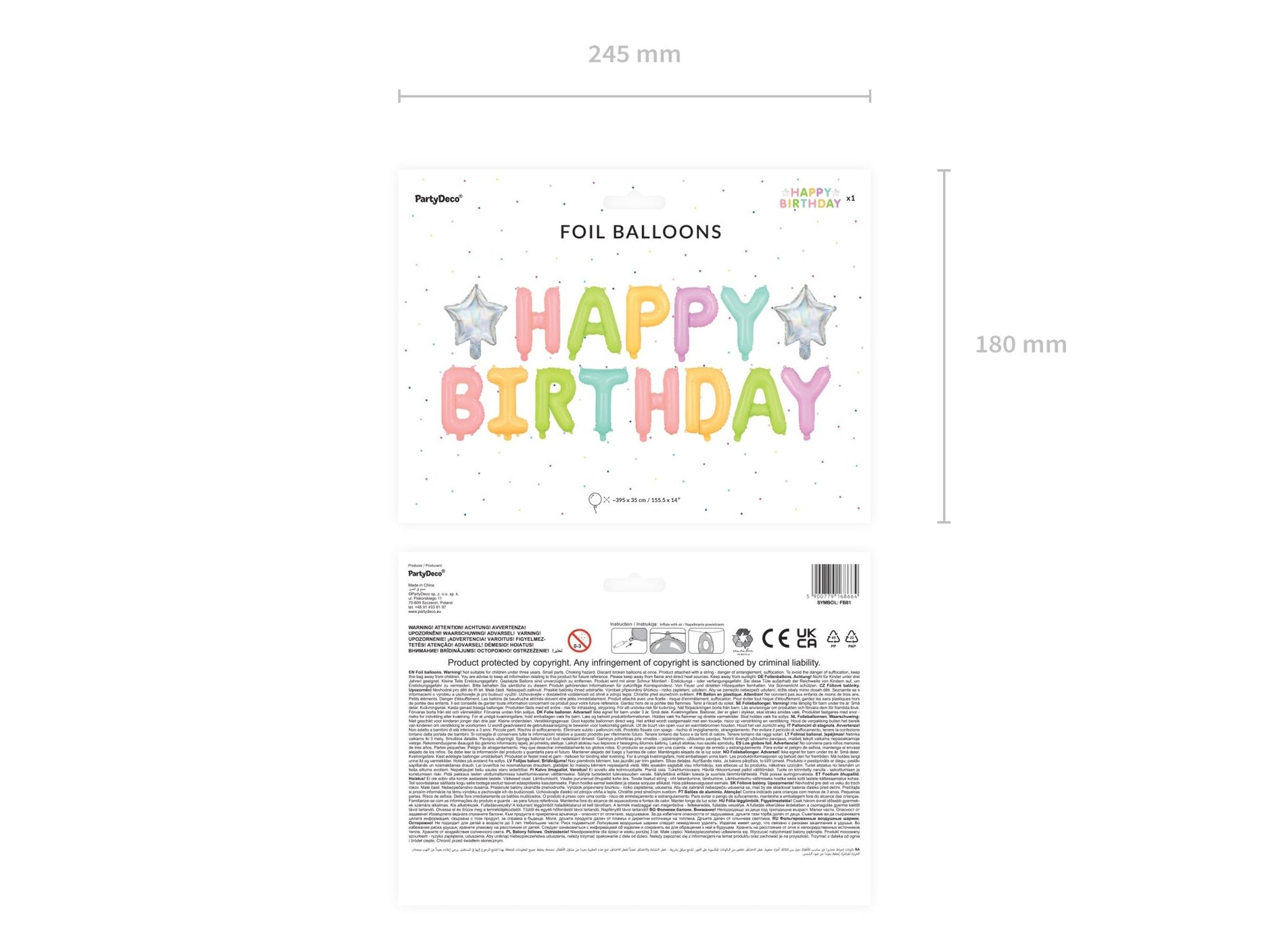 "Happy Birthday" - Ballongirlande - 395x35cm - Party im Karton