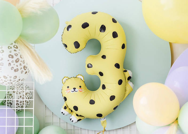 XXL Zahlenballon "Gepard 3" - 98cm - Party im Karton