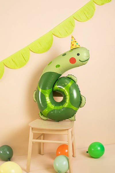 XXL Zahlenballon "Schildkröte 6" - 96cm - Party im Karton