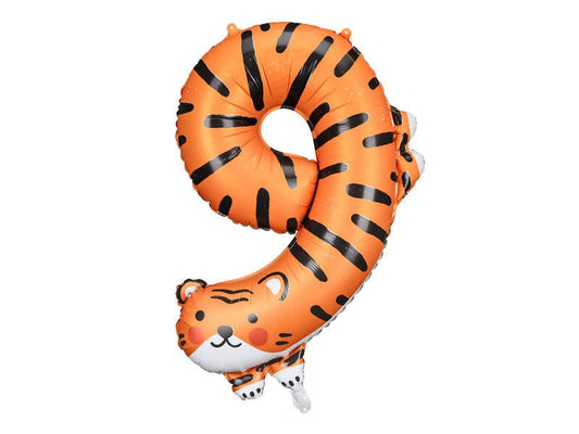 XXL Zahlenballon "Tiger 9" - 87cm - Party im Karton