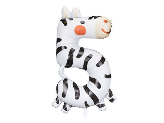 XXL Zahlenballon "Zebra 5" - 98cm - Party im Karton