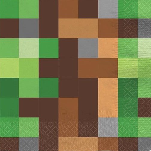 16 Servietten "Minecraft Pixel" 33cm - Party im Karton