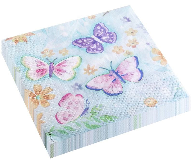 16 Servietten "Schmetterling Pastell" 33cm - Party im Karton