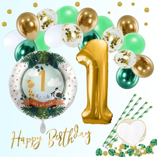 1st Birthday Set "Dschungel" 65-teilig - Party im Karton