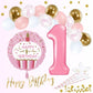 1st Birthday Set "Happy Cupcake Rosa" 65-teilig - Party im Karton