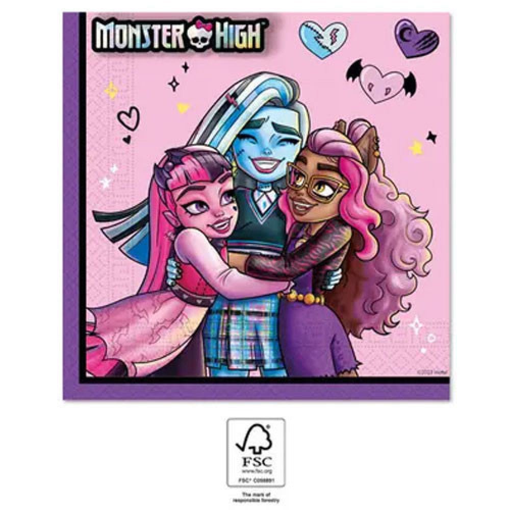 20 Servietten "Monster High" 33cm - Party im Karton